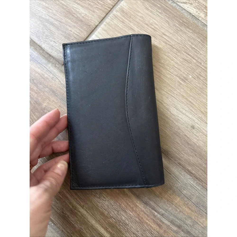 New Vnt St. Dennis Black Leather Address Book & 2 Inner Pockets Notepad 4